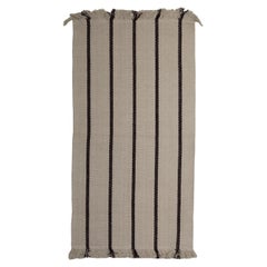 Handmade Bath Mat in Oat with Merlot Stripe