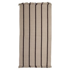 Handmade Bath Mat in Oat with Merlot Stripe