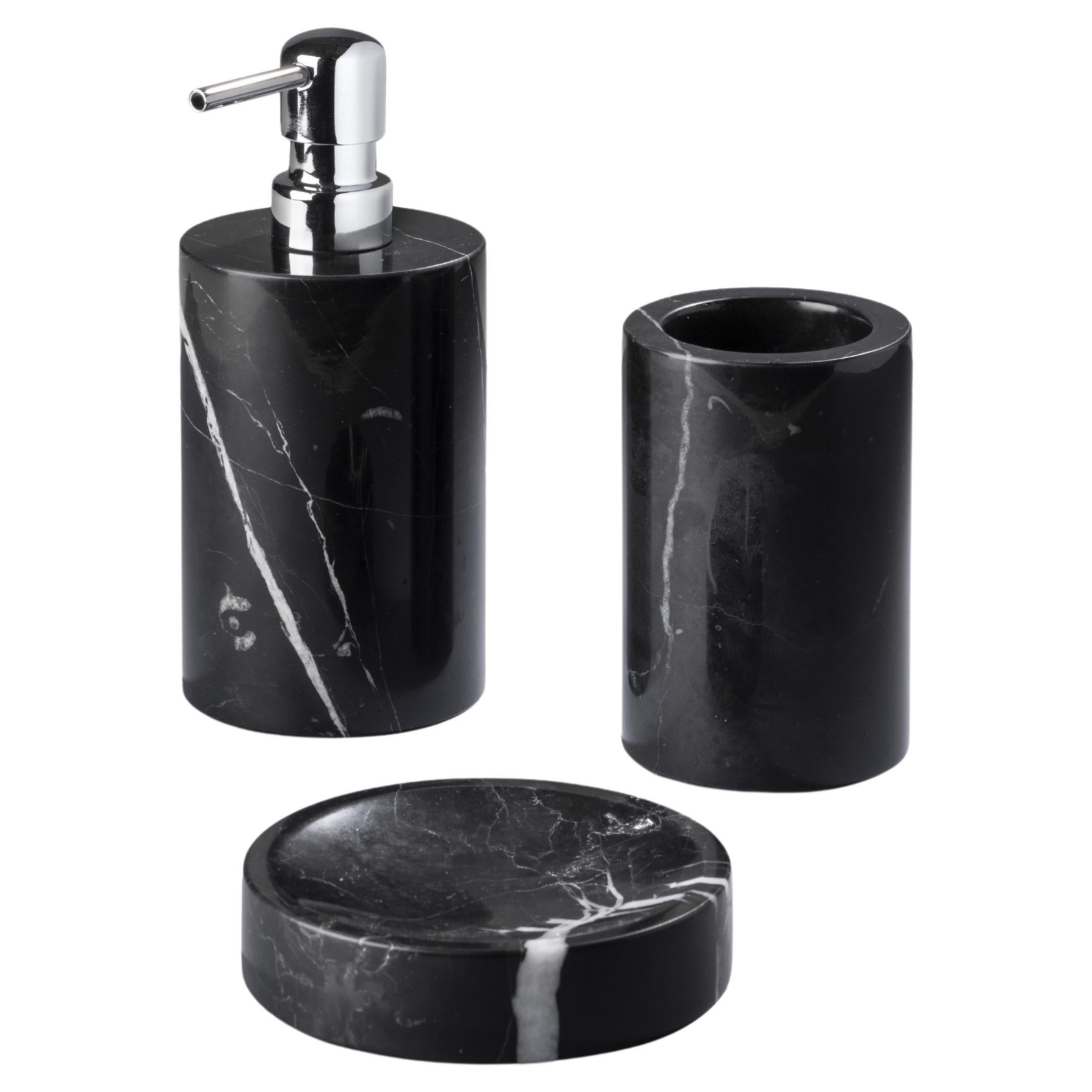 Handmade Bathroom Set in Black Marquina Marble For Sale at 1stDibs