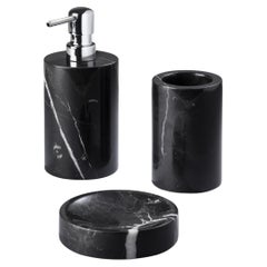 Conjunto de Baño Hecho a Mano en Mármol Negro Marquina