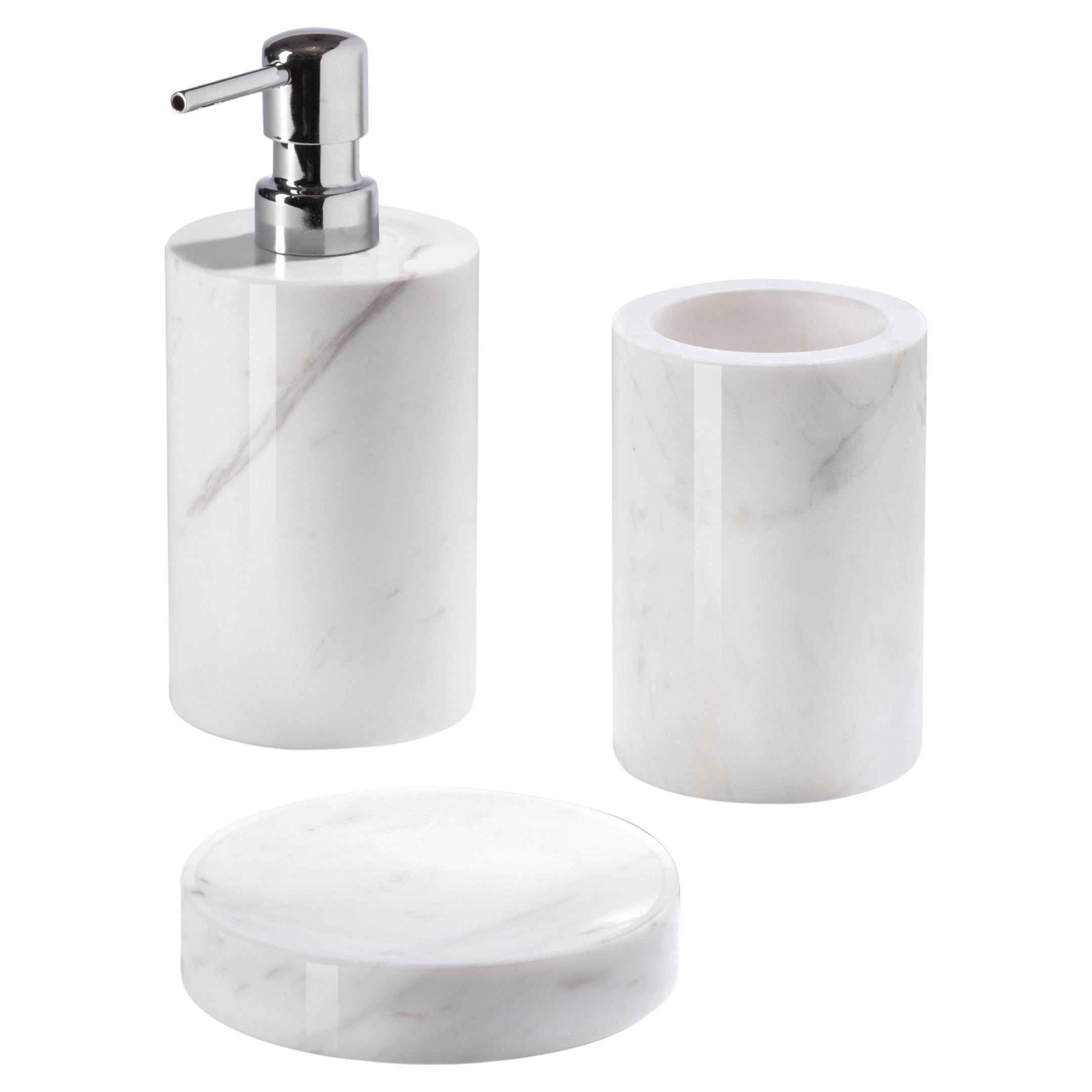 Conjunto de baño hecho a mano en mármol blanco
