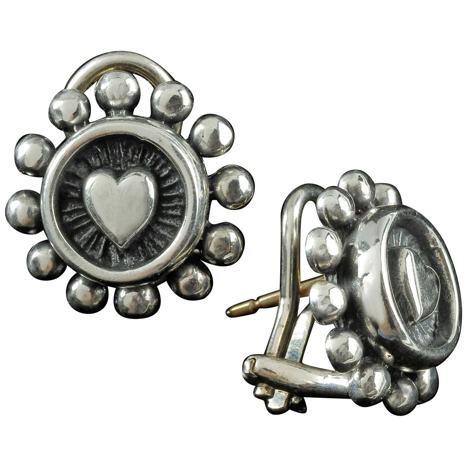 Handmade Beaded Heart Earrings For Sale