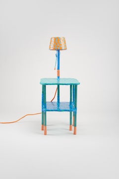 Handmade Bedside Table with Lamp by Diego Faivre Minute Manufacture Designs