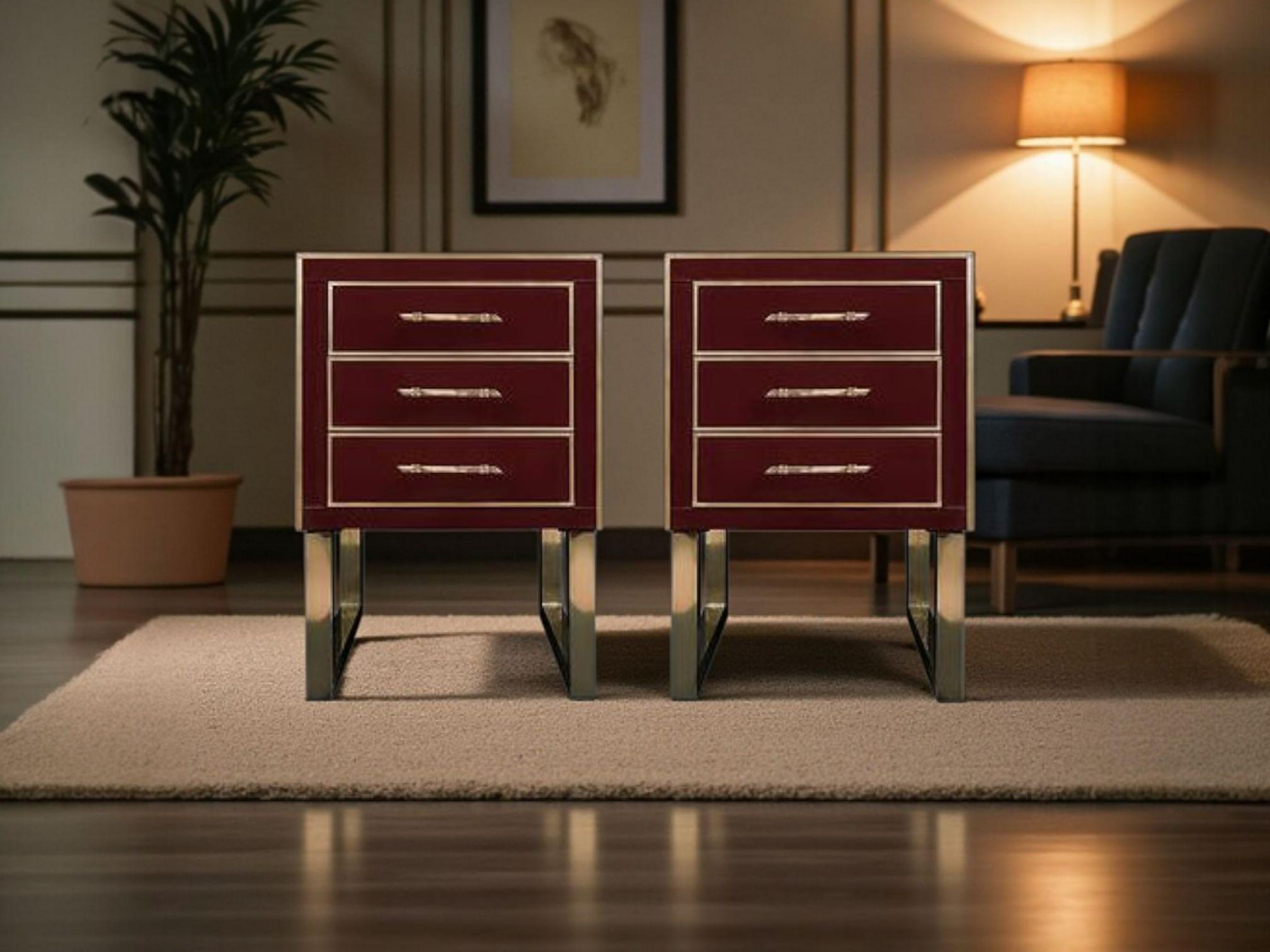 Handmade bedside tables by designer Justfurnitures customized glass and brass in vendita 6