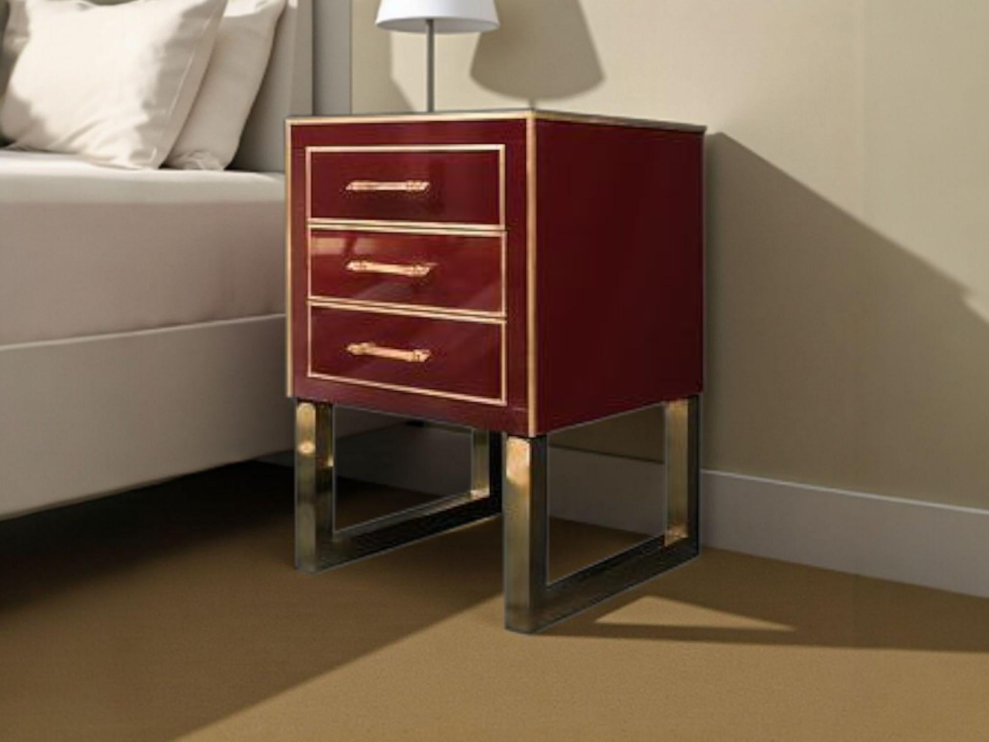 Mid-Century moderno Handmade bedside tables by designer Justfurnitures customized glass and brass in vendita