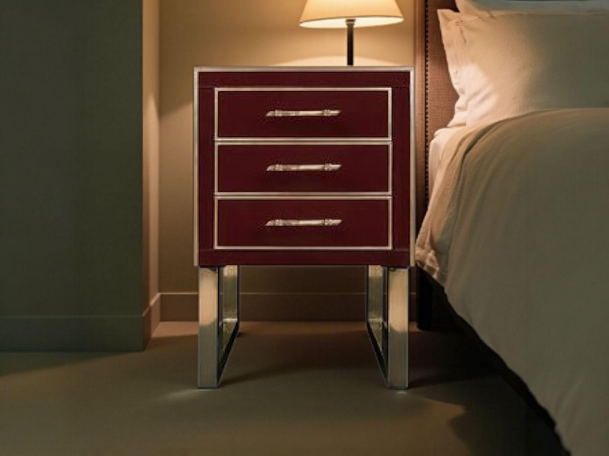 Italian Handmade bedside tables by designer Justfurnitures customized glass and brass in vendita