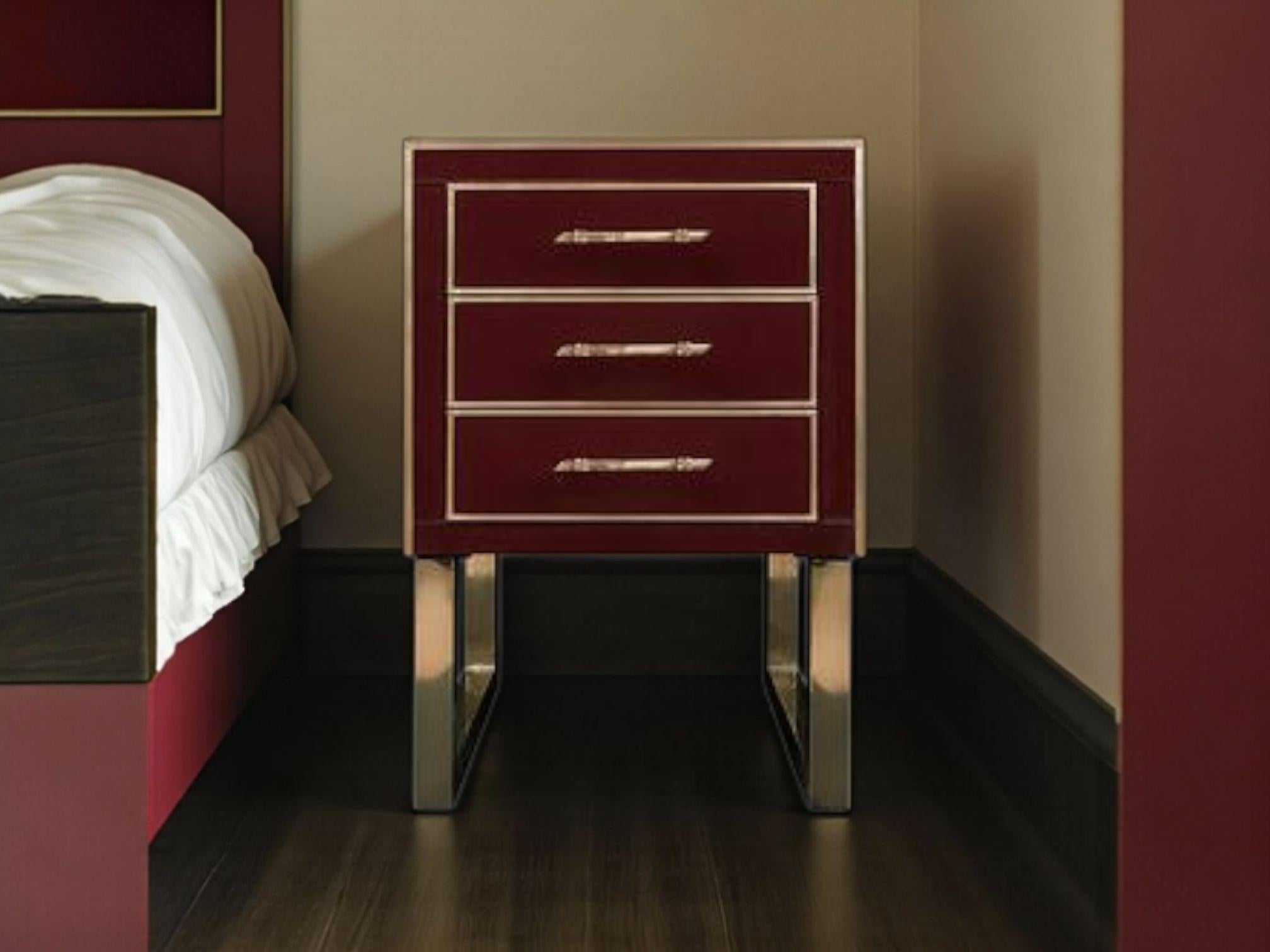 Ottone Handmade bedside tables by designer Justfurnitures customized glass and brass in vendita