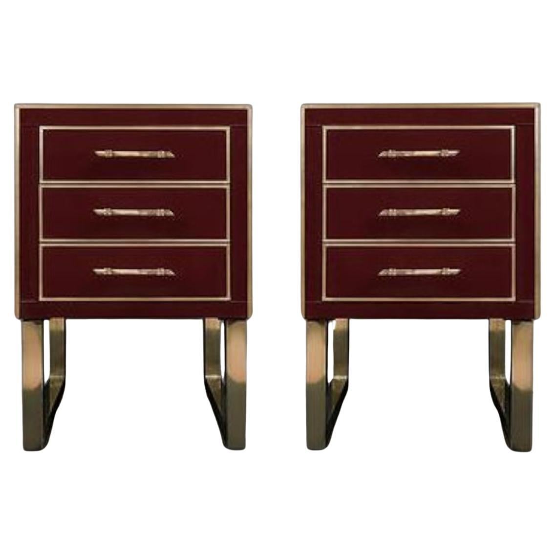 Handgefertigte Nachttische des Designers Justfurnitures aus individuellem Glas und Messing