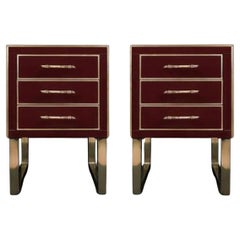 Handgefertigte Nachttische des Designers Justfurnitures aus individuellem Glas und Messing
