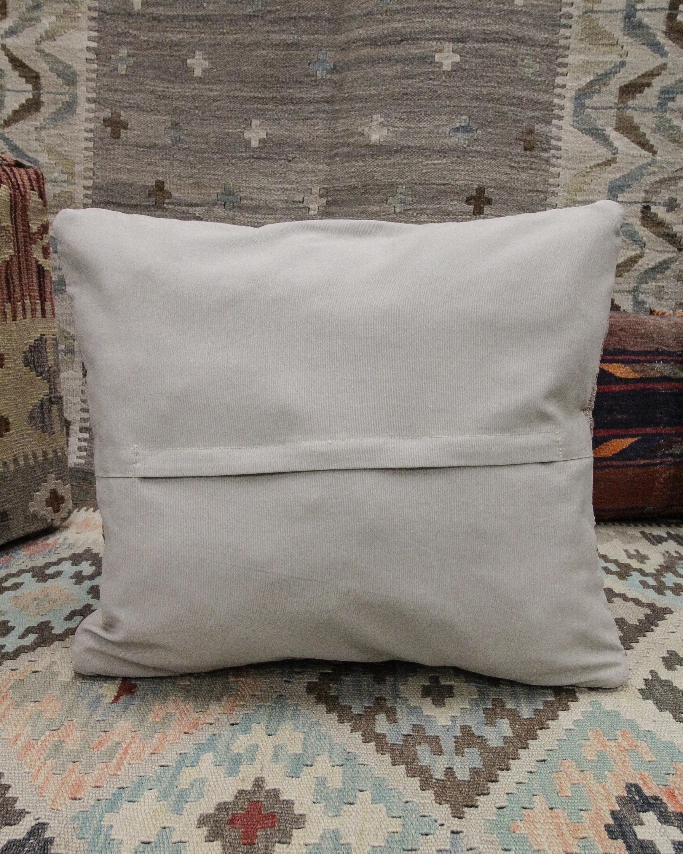 Hand-Knotted Handmade Beige Cushion Cover Scandinavian Modern Kilim Cushion Pillow