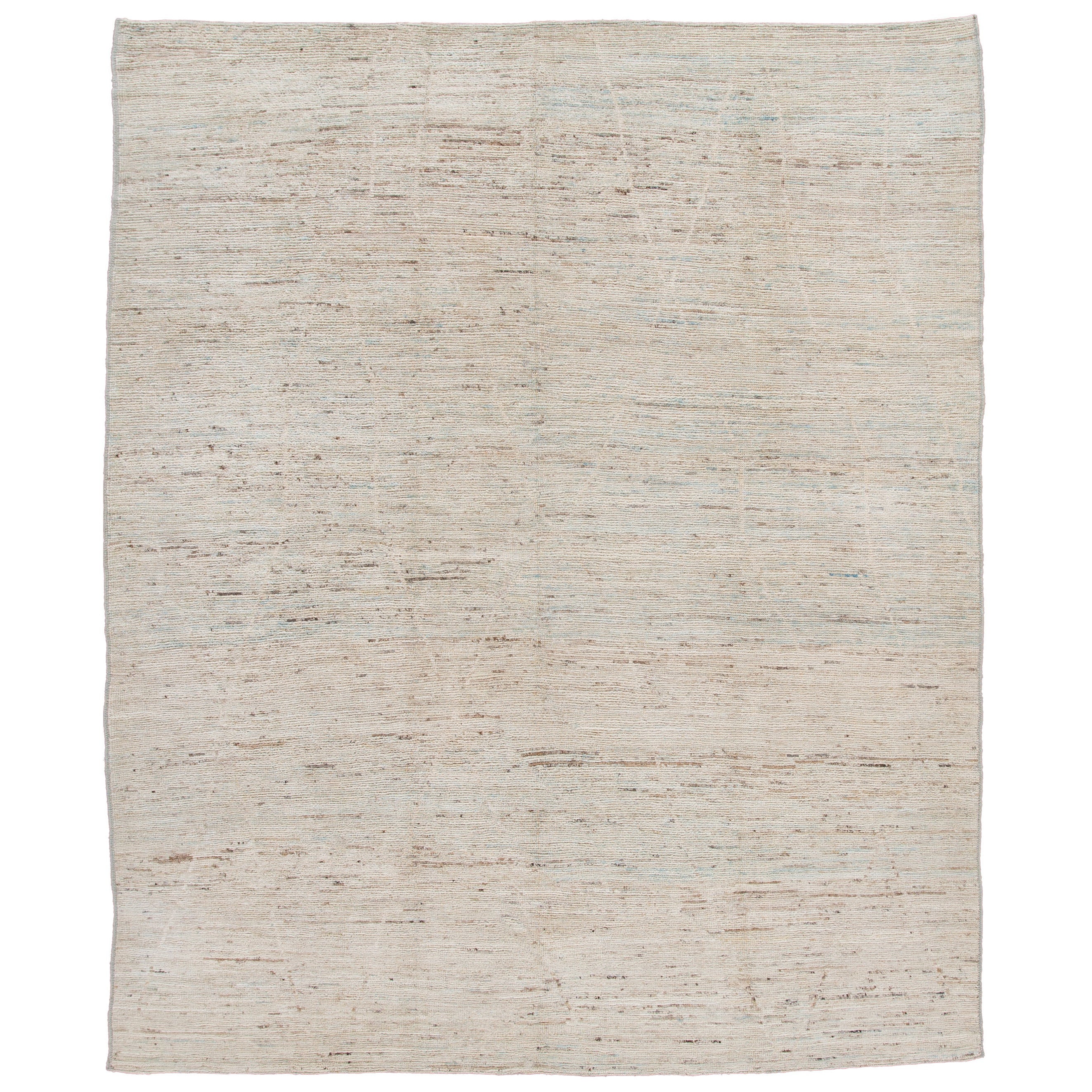 Tappeto di lana fatto a mano in stile marocchino moderno beige con motivo minimalista