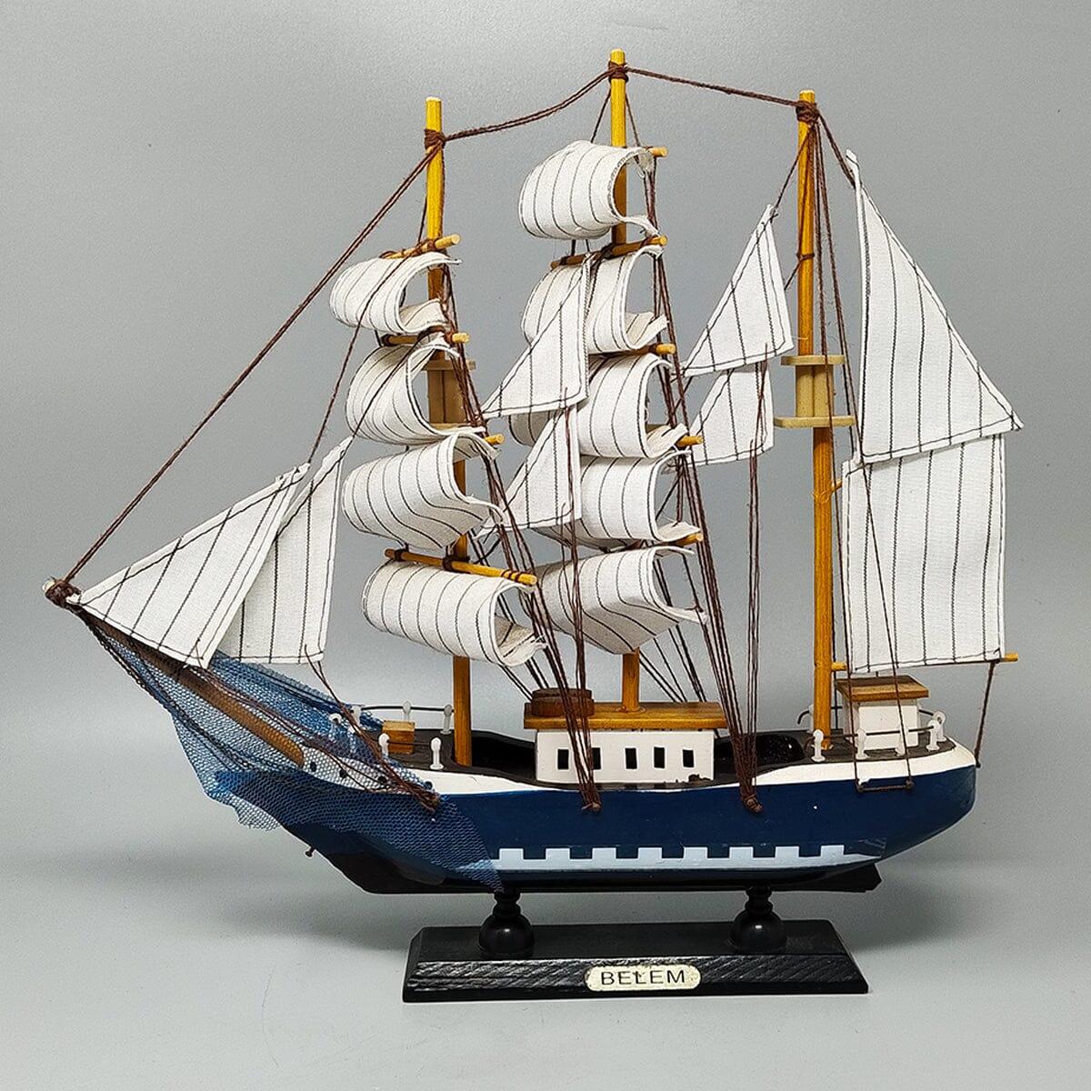 Handmade Belem Model Ship in Walnut Wood, 1970s Mid-Century Modern For ...