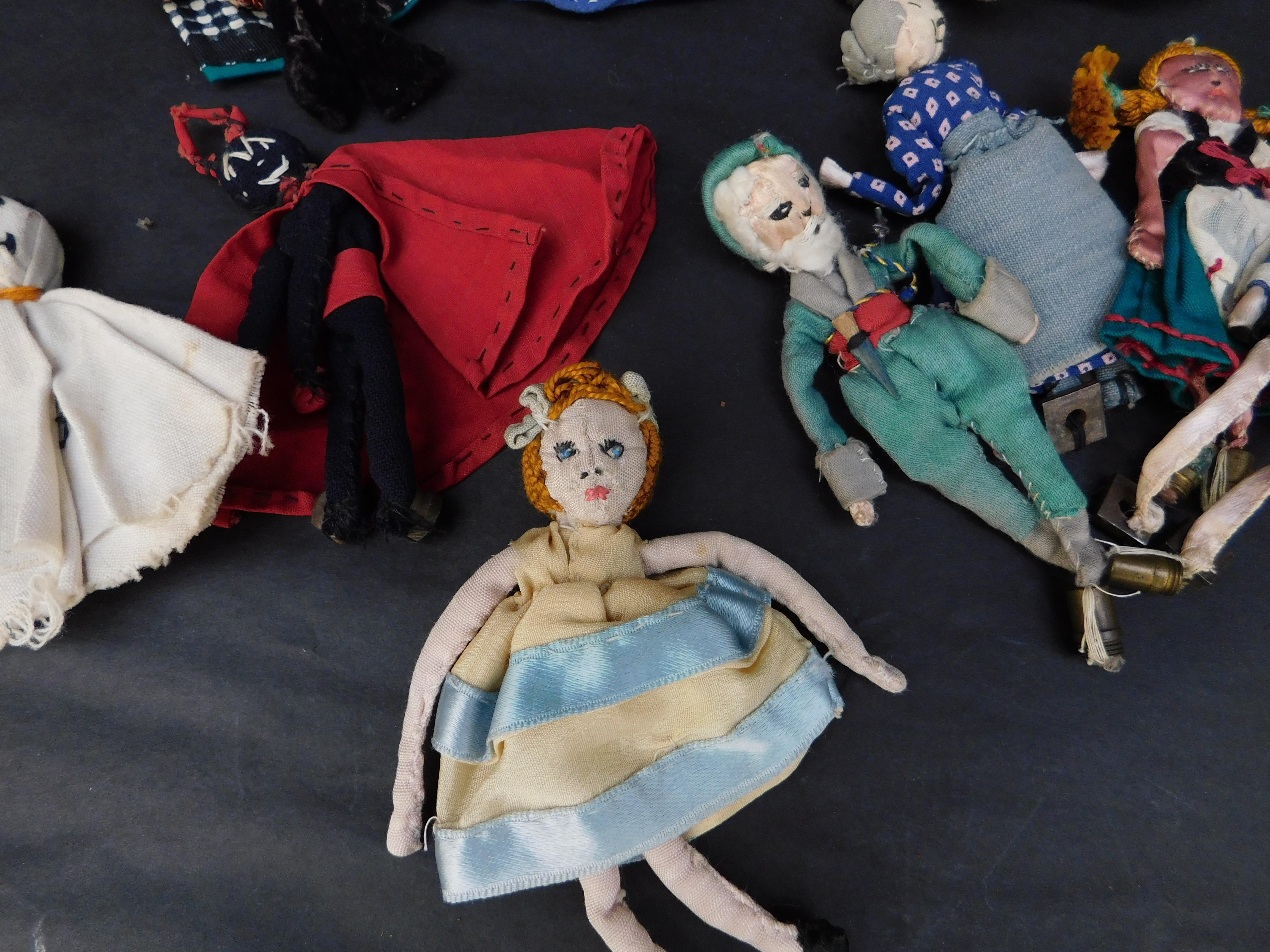 Hand made in the 1940s these 19 small marionette dolls were used entertain children with the stories of several different fairy tales.
Sleeping beauty, Cinderella, Hansel and Gretel, Red riding hood, and more.
Look at the close up photos in order