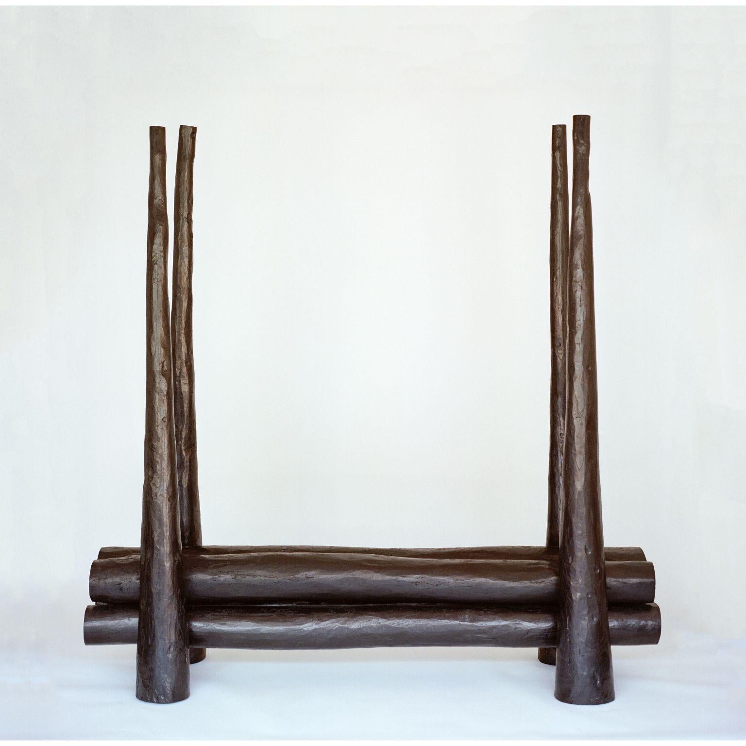 Handmade Bench #1 by Henry D'ath
Dimensions:D200 x W60 x H195 cm
Materials:Wood, Steel, Calligraphy Ink

Piece is handmade by artist.

Henry d’ath is a new zealand born, hong kong based artist and architect. 
Using predominantly salvaged