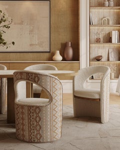 Handmade Berta Dining Chair in Linen Upholstery & Walnut by Nolita Harbour