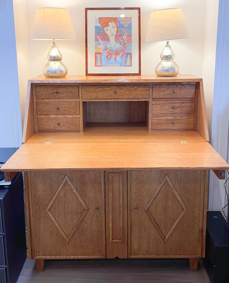British Handmade Bespoke Danish Style Desk Chiffonier Teak For Sale