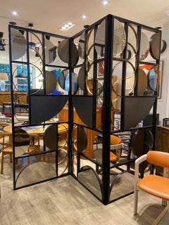 Handmade bespoke metal & brass mirrored screen