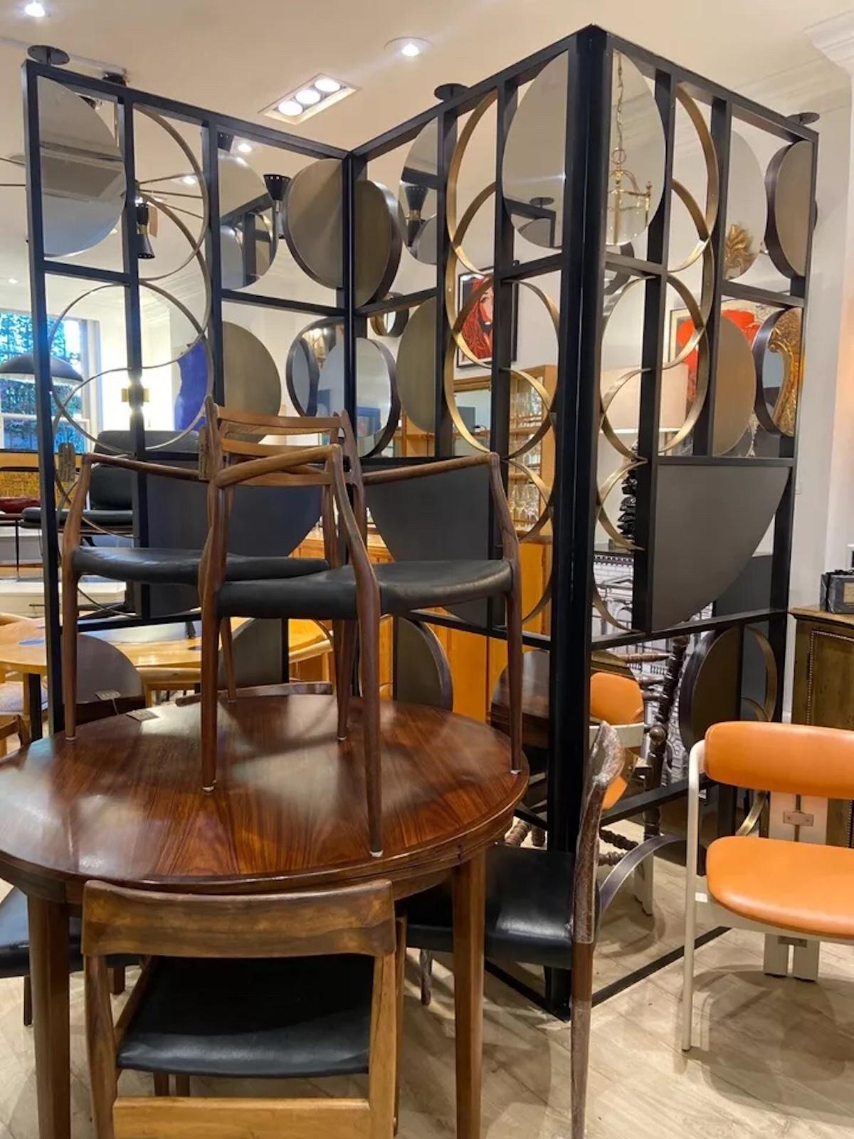 Paravento a specchio in metallo e ottone realizzato a mano su misura In condizioni buone in vendita a London, GB