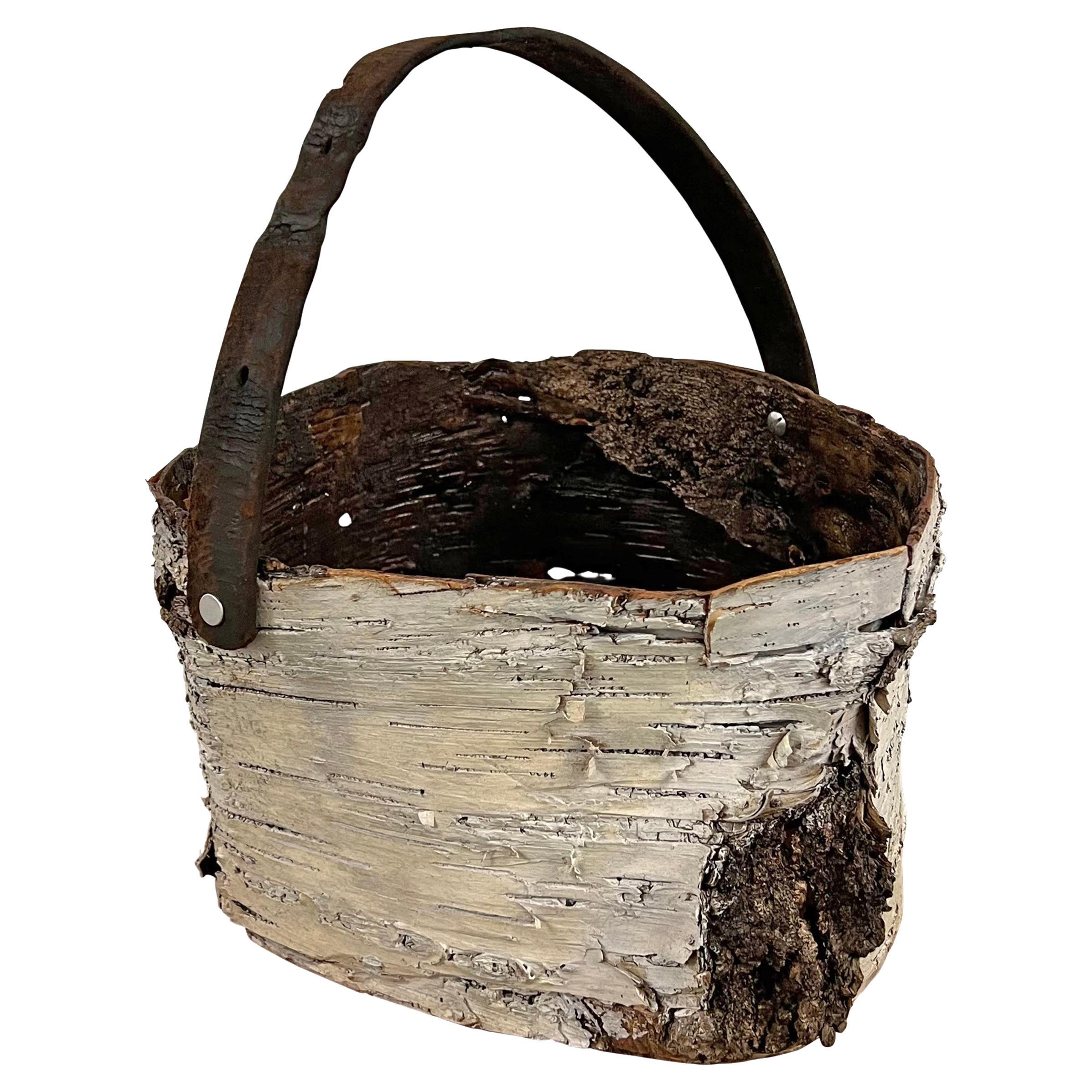 Handmade Birch Bark Bucket For Sale