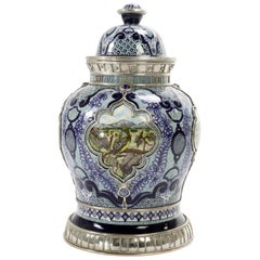 Handmade Bird Jar, Ceramic and White Metal ‘Alpaca’, One of a Kind