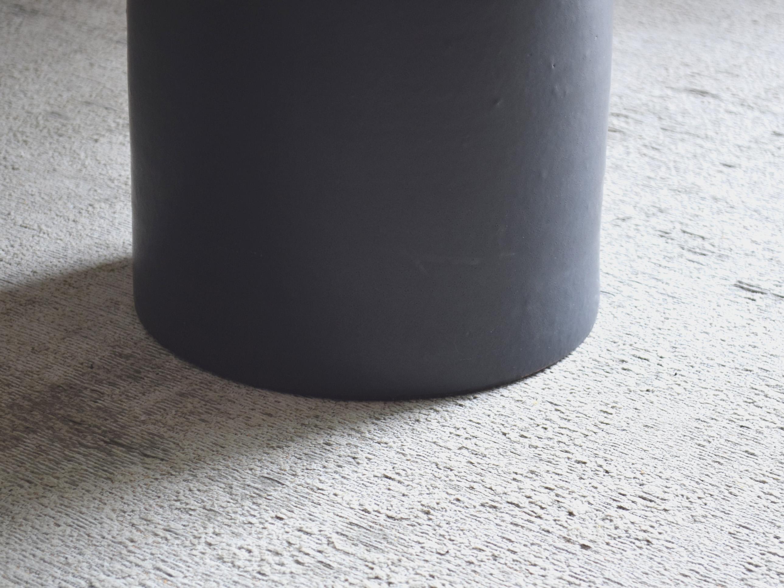 Glazed Handmade Black Ceramic Coffee Table Oak Tabletop For Sale