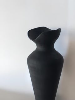 Handmade Black Ceramic Sculpture Abstract Vase by Maku Ceramic