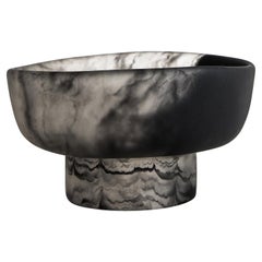 Handmade Black & Clear Resin Pedestal Bowl