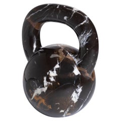 Handmade Black & Gold Marble Kettlebell