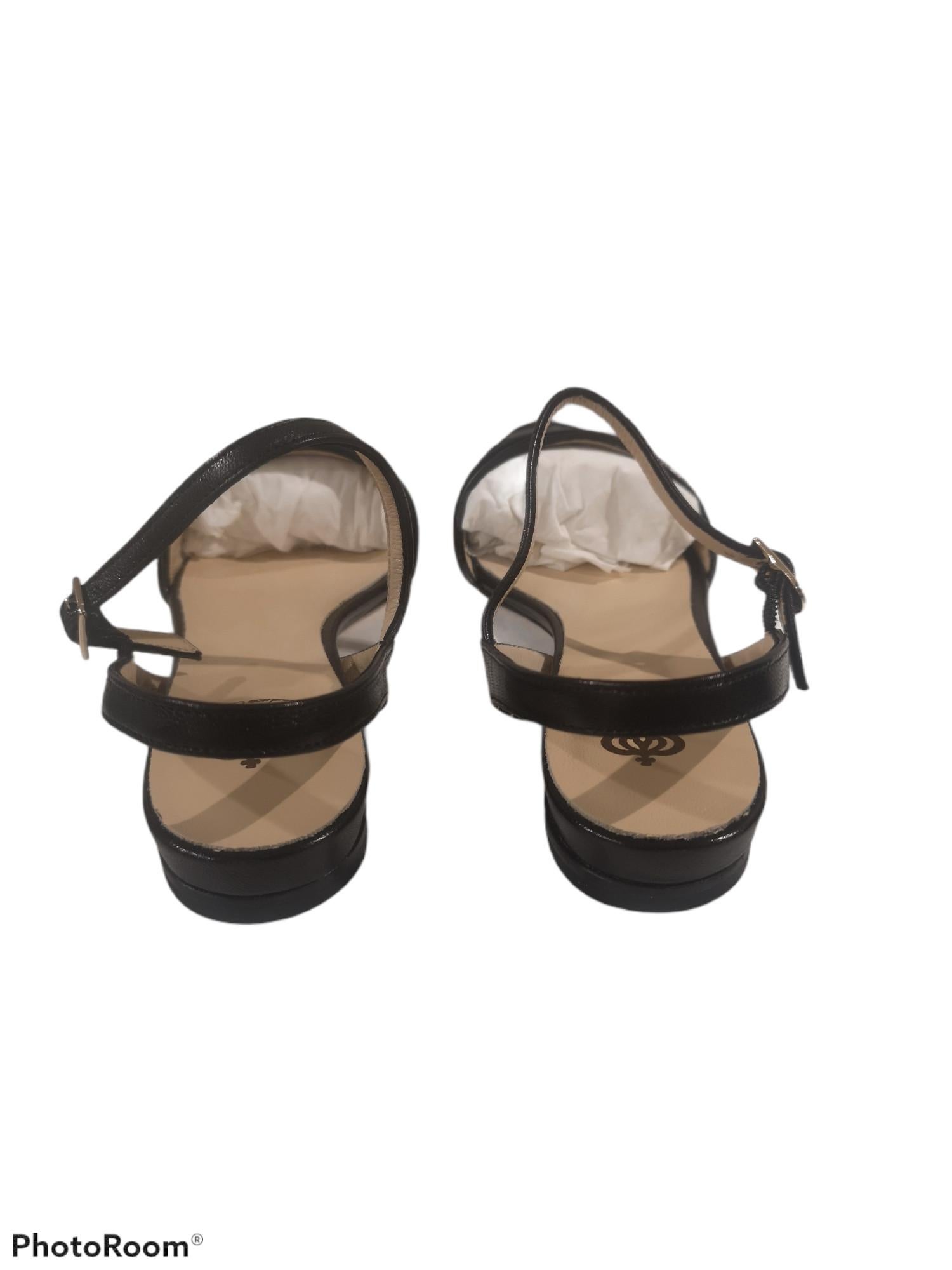 Handmade black leather sandals - ballerinas In New Condition In Capri, IT