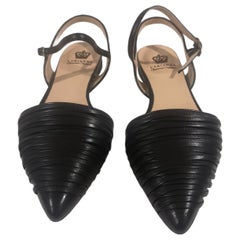 Handmade black leather sandals - ballerinas
