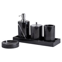 Handmade Black Marquina Marble Bathroom Set