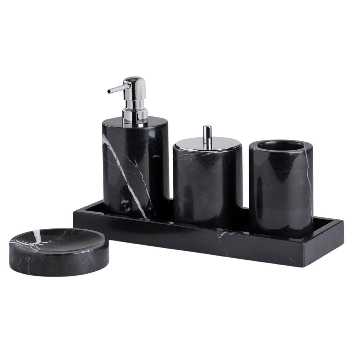 Ensemble de salle de bains en marbre noir Marquina fait à la main en vente