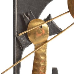 Handmade Black Metal and Brass Wall Art Rooster, Czechoslovakia, 1970