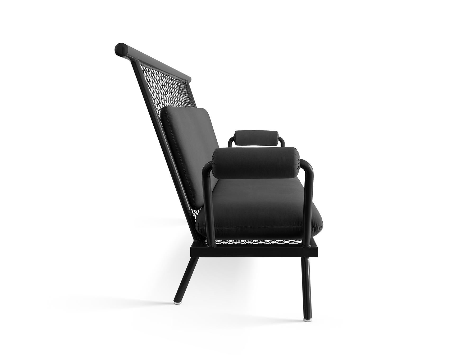 Industrial Handmade Black PK7 Sofa, Carbon Steel structure & Metal Mesh by Paulo Kobylka For Sale