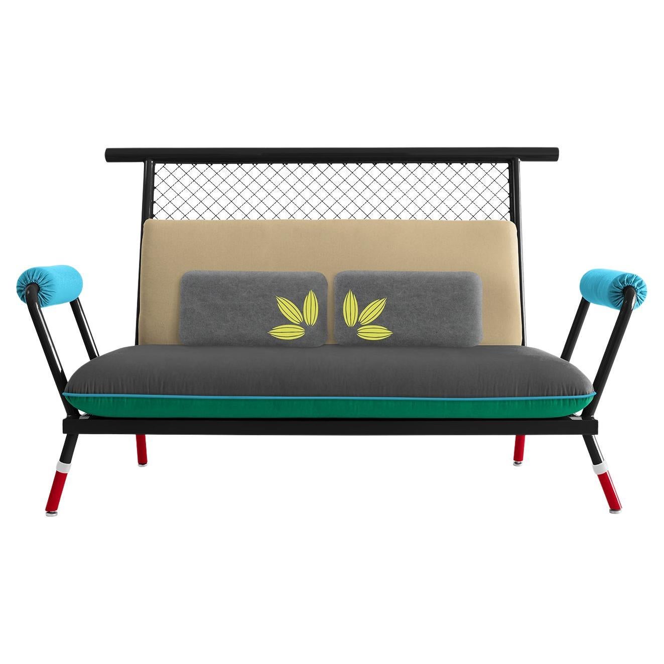 Handmade Black & Red PK7 Sofa, Carbon Steel & Metal Mesh by Paulo Kobylka For Sale