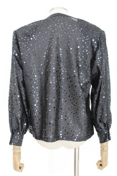 Handmade Black Sequins Vintage Evening Shirt