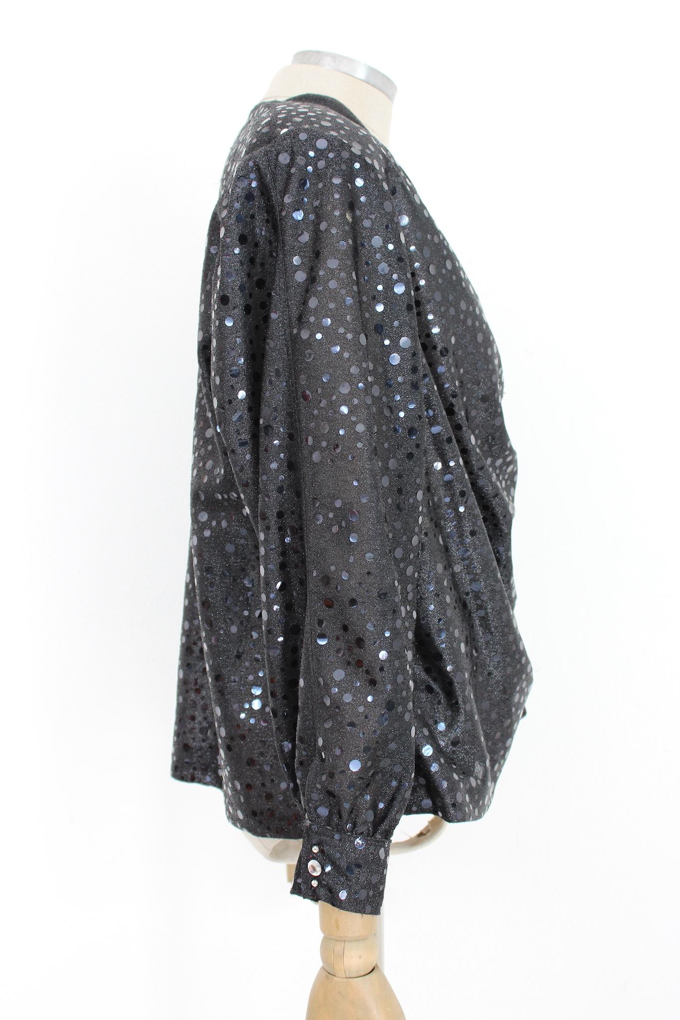 Handmade Black Sequins Vintage Evening Shirt In Excellent Condition For Sale In Brindisi, Bt