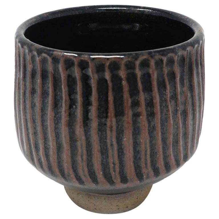 Handmade Black Striped Ceramic Vase