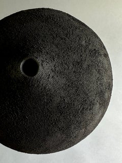 Handmade Black Textured Stoneware Decorative Vase