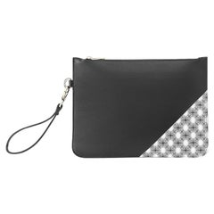 Handmade black white leather pochette handle bag NWOT