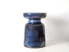 Handmade Blue Ceramic Stoneware Stool
