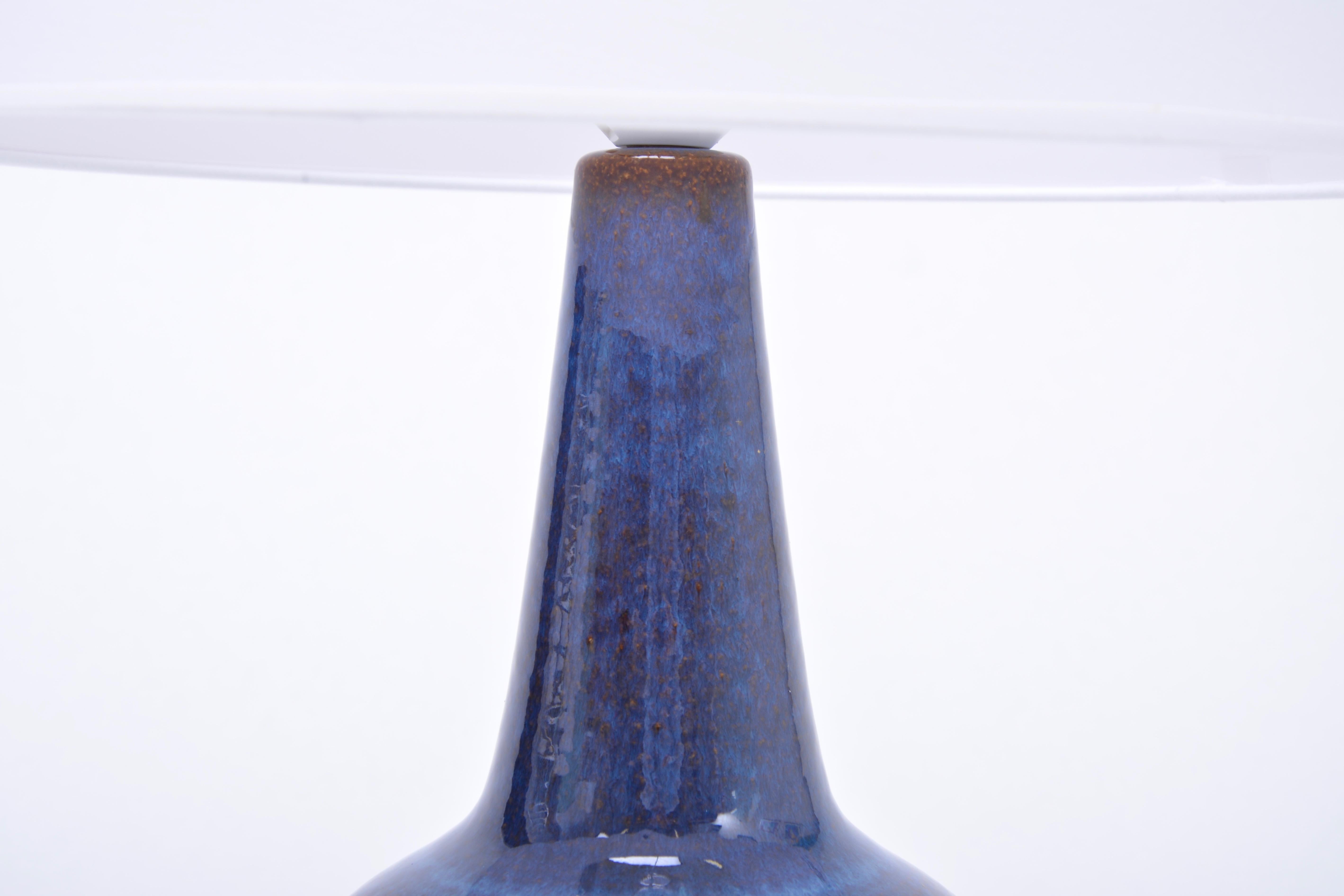 Handmade Blue Danish Mid-Century Modern Stoneware table lamp by Soholm 1