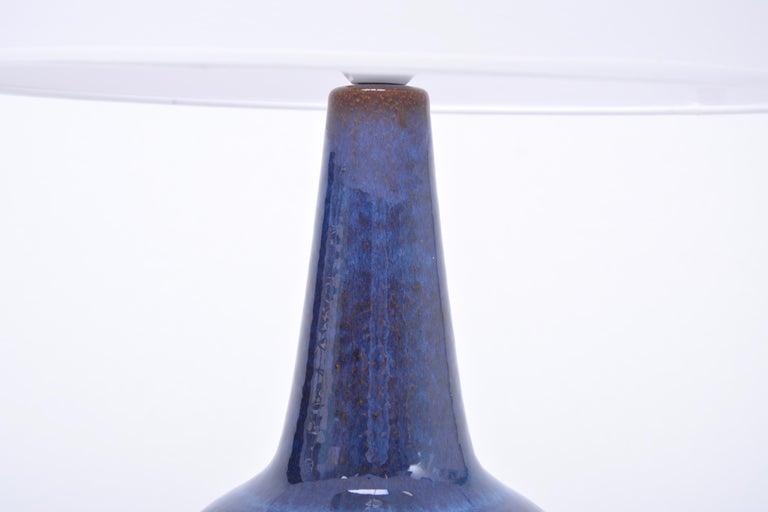 Handmade Blue Danish Mid-Century Modern Stoneware table lamp by Soholm For Sale 1