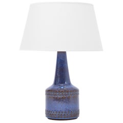 Handmade Blue Danish Mid-Century Modern Stoneware table lamp by Soholm
