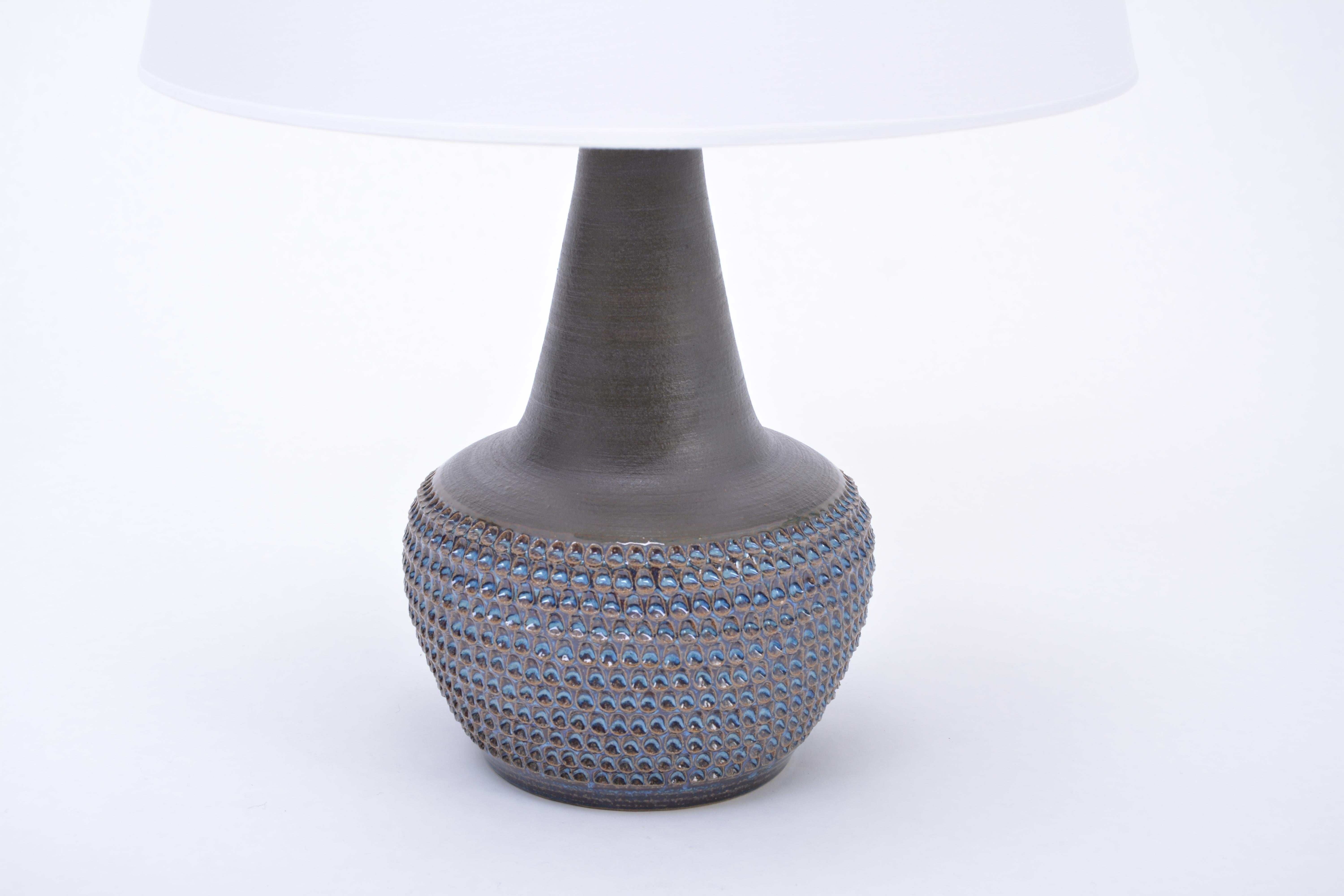 Mid-Century Modern Handmade Blue Danish Mid-Century Stoneware lamp Model 3048 by Soholm