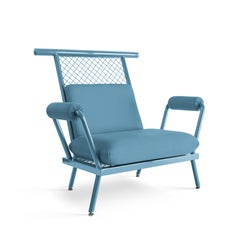 Handmade Blue PK6 Armchair Carbon Steel Structure & Metal Mesh by Paulo Kobylka