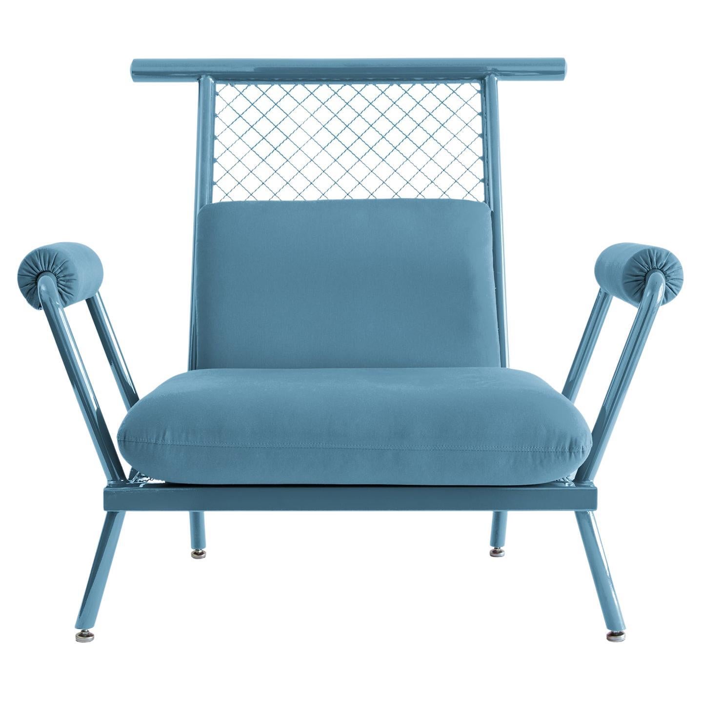 Handmade Blue PK6 Armchair Carbon Steel Structure & Metal Mesh by Paulo Kobylka