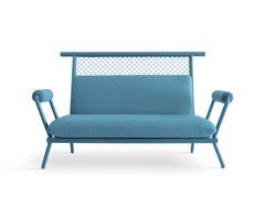 Handmade Blue PK7 Sofa, Carbon Steel Structure and Metal Mesh by Paulo Kobylka