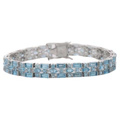 Handmade Blue Topaz Sterling Silver Wedding Bracelet for Women
