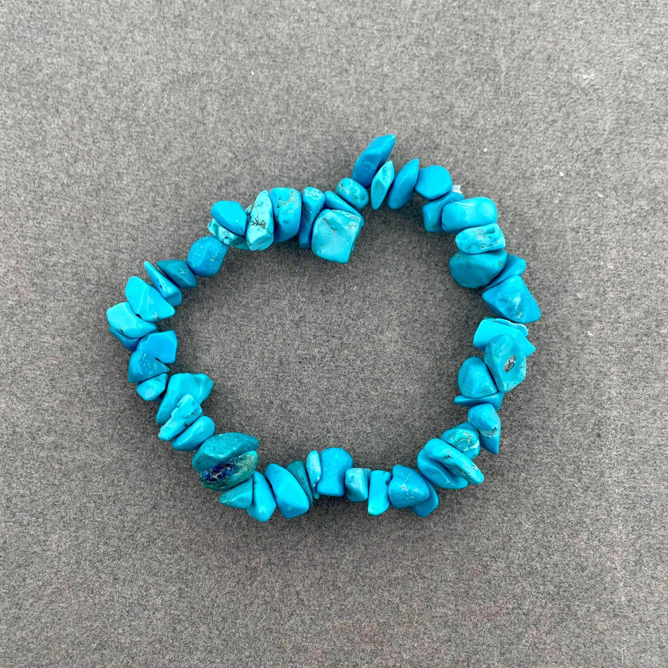 Grezzo Bracciale di perline in turchese blu fatto a mano a misura libera dall'Arizona in vendita